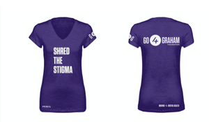 Go4Graham 2020 "Shred The Stigma" Women's Short Sleeve V-neck Tee Shirt
