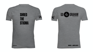 Go4Graham 2020 "Shred The Stigma" Men's Short Sleeve Grey T-Shirt (black print)